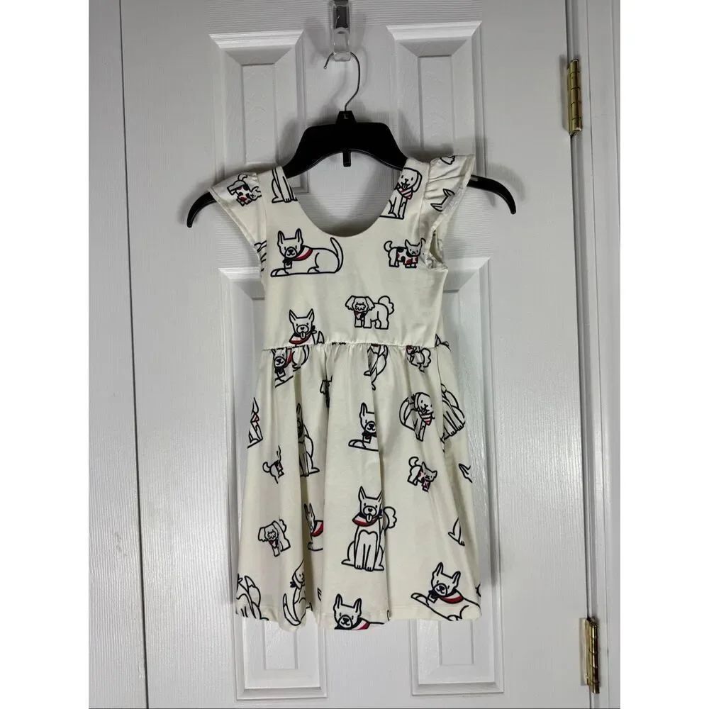 NWOT Monica + Andy Girls Dog Print Flutter Sleeve Dress Size 5t